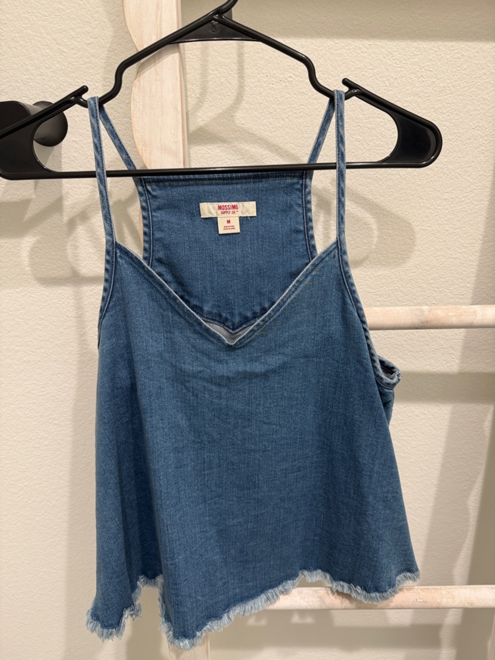 Mossimo Supply Co. Blue Denim V-Neck Frayed-Hem Camisole